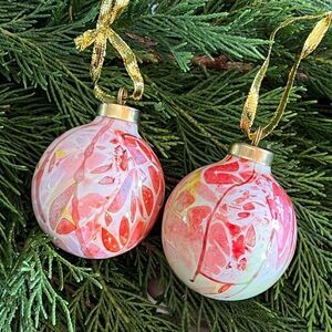 HANDCRAFTED Hand-Painted Porcelain Ornament (Set of 2)
